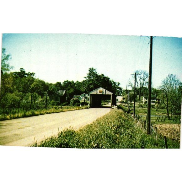 Ashtabula County Ohio Trumbull Covered Bridge Postcard Travel Souvenir Unposted - Picture 1 of 2